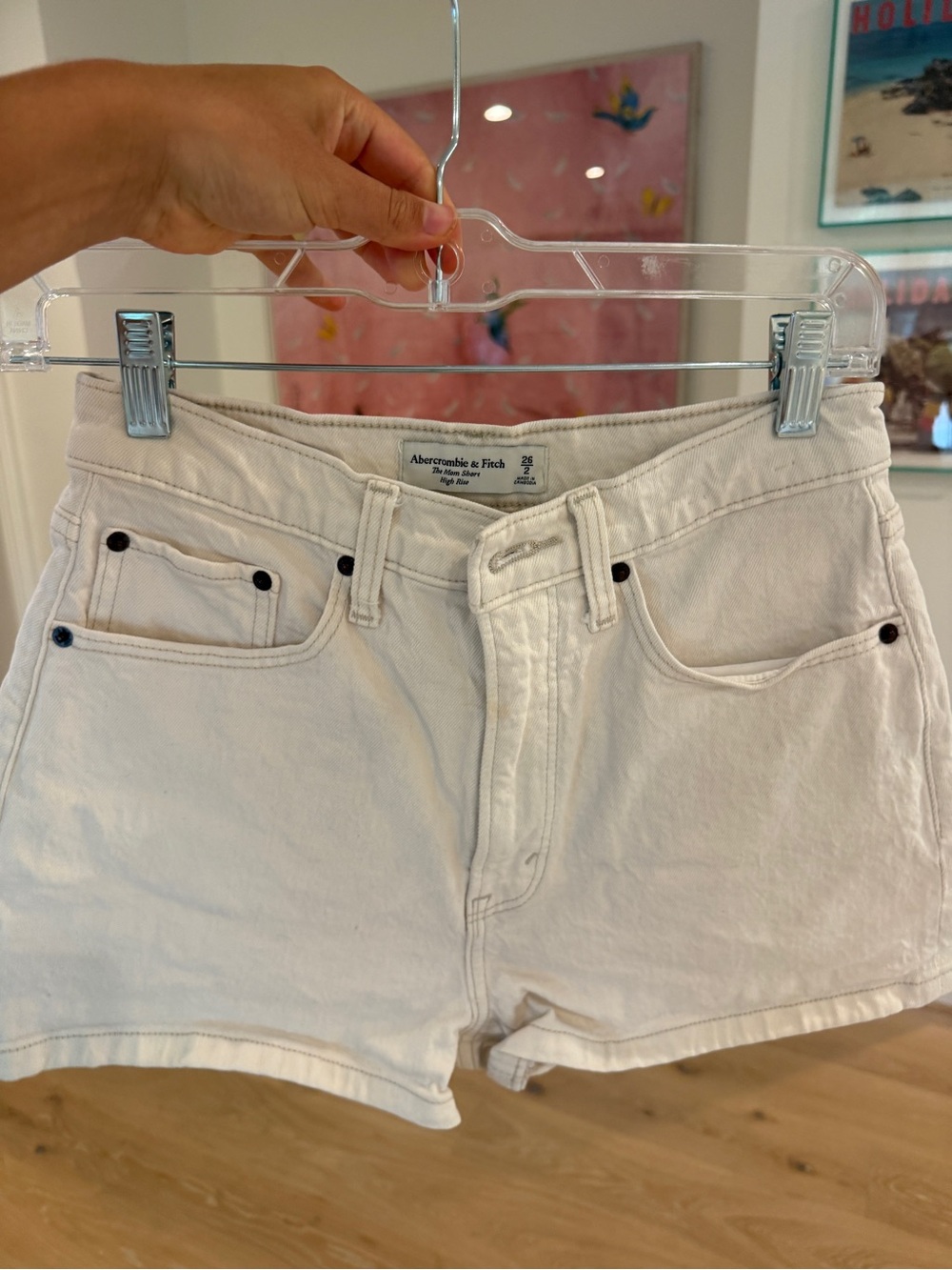 Abercrombie & Fitch Off-White Denim Cutoff Shorts